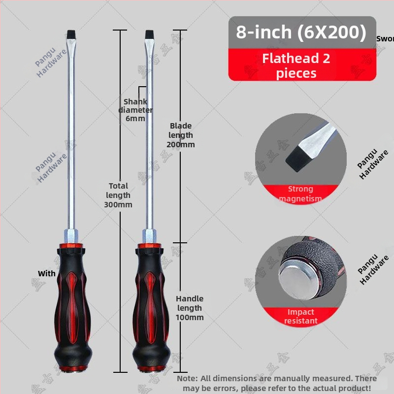 Impactovo odolný skrutkovač set s krížovou a plochou špičkou pre priemyselné použitie — plastové telo; rukoväť z chróm-vanádiovej zliatiny; typ hlavice: kríž