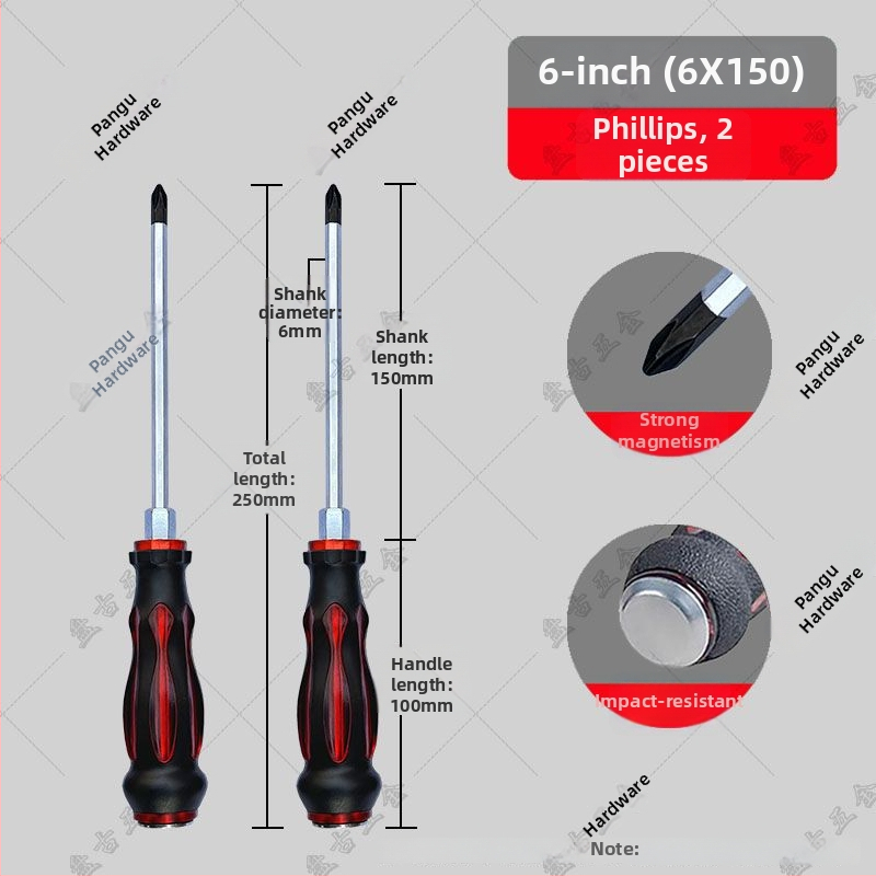 Impactovo odolný skrutkovač set s krížovou a plochou špičkou pre priemyselné použitie — plastové telo; rukoväť z chróm-vanádiovej zliatiny; typ hlavice: kríž