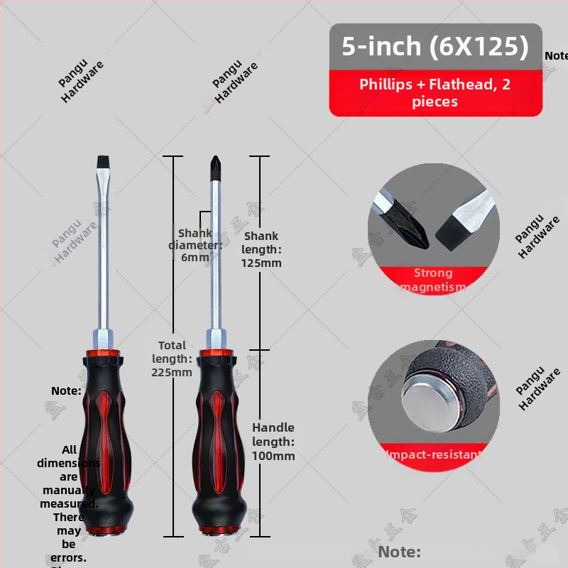 Impactovo odolný skrutkovač set s krížovou a plochou špičkou pre priemyselné použitie — plastové telo; rukoväť z chróm-vanádiovej zliatiny; typ hlavice: kríž