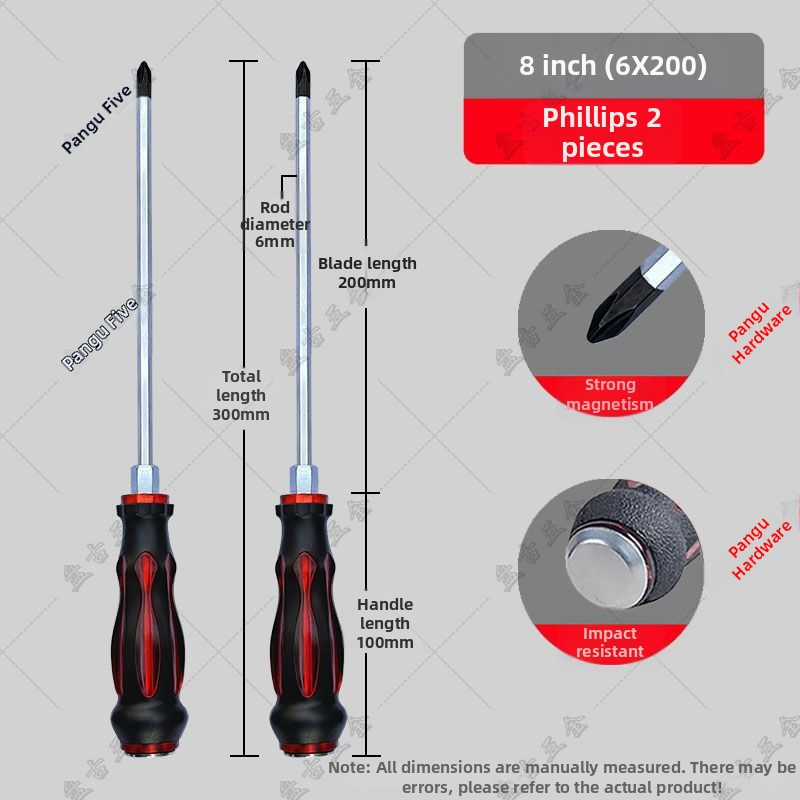 Impactovo odolný skrutkovač set s krížovou a plochou špičkou pre priemyselné použitie — plastové telo; rukoväť z chróm-vanádiovej zliatiny; typ hlavice: kríž