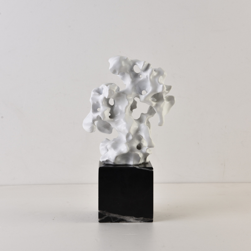 Geometriai szobor szintetikus gyantából – modern minimalista stílusú Taihu kő díszdarab otthonhoz és irodához