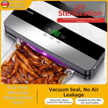 Vakuová balička potravín – automatická, dvojité použitie suché/mokré, model 08, kompaktný baliaci stroj