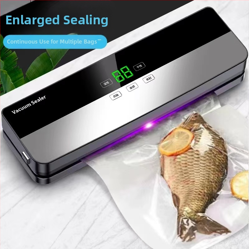 Vakuová balička potravín – automatická, dvojité použitie suché/mokré, model 08, kompaktný baliaci stroj