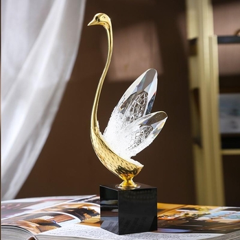 Kristályhattyú figurka, kínai stílusú kézműves dekoráció, kézzel készült, születésnapi ajándék, újév