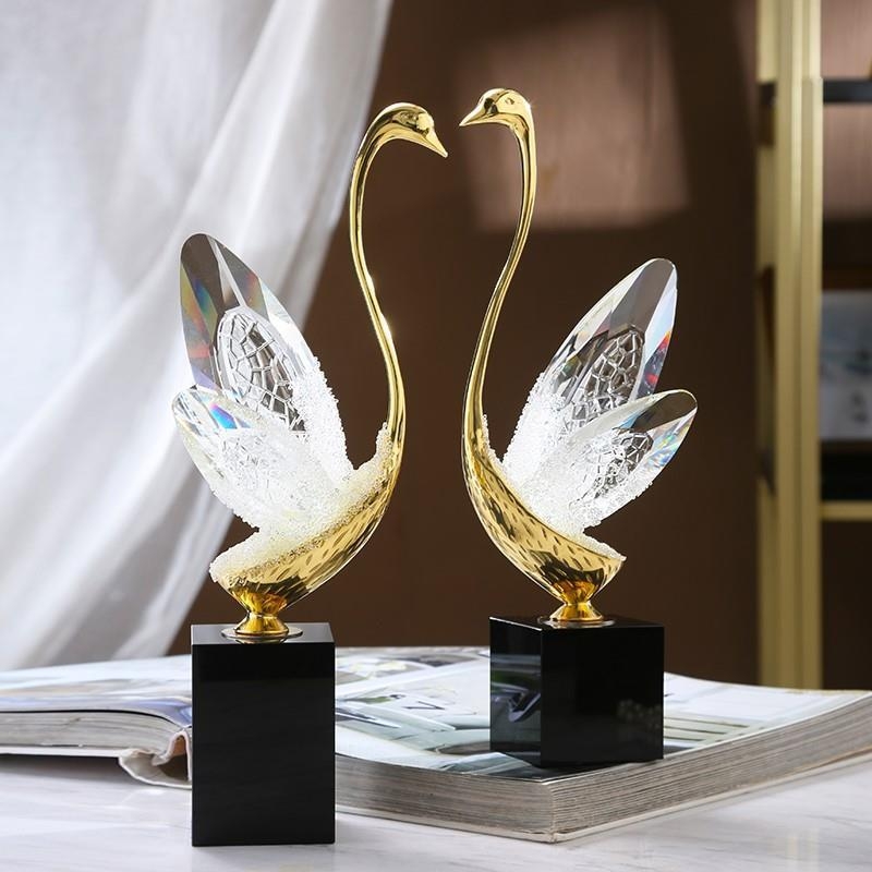 Kristályhattyú figurka, kínai stílusú kézműves dekoráció, kézzel készült, születésnapi ajándék, újév