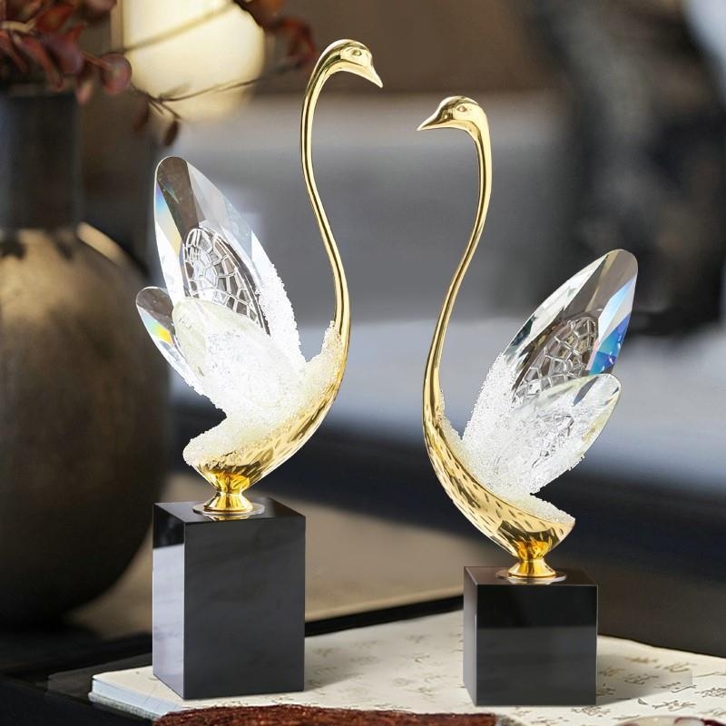 Kristályhattyú figurka, kínai stílusú kézműves dekoráció, kézzel készült, születésnapi ajándék, újév