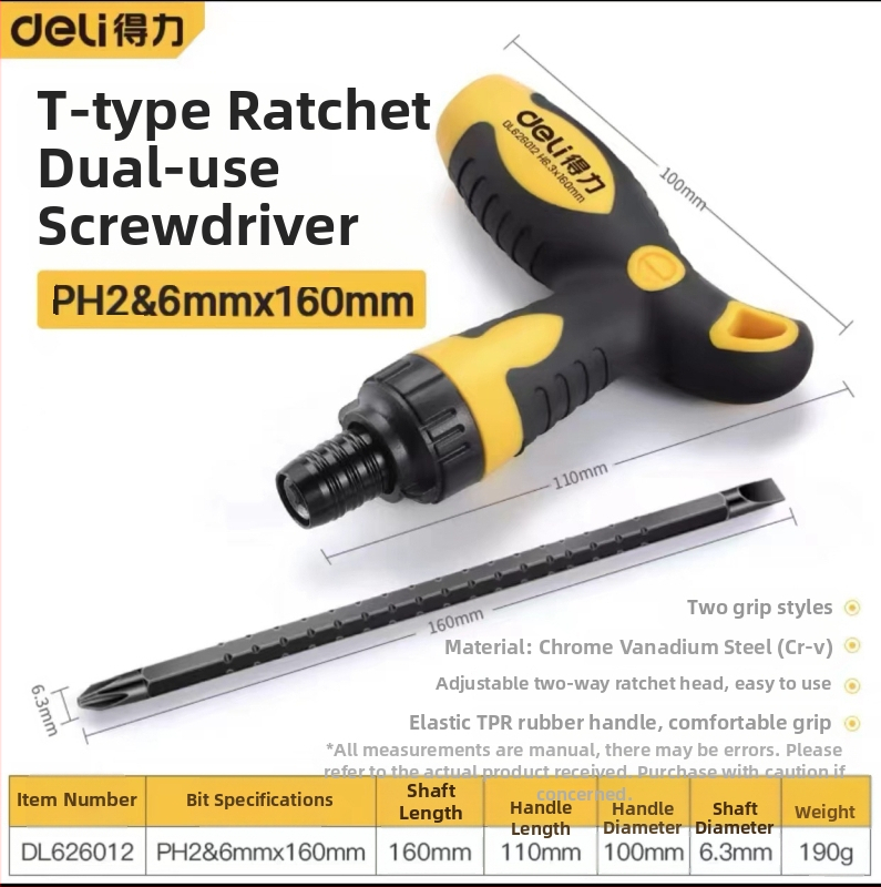 Deli skrutkovačový set z karbónovej ocele s plastovou rukoväťou, bez izolácie, bez magnetizmu, plochá hlava