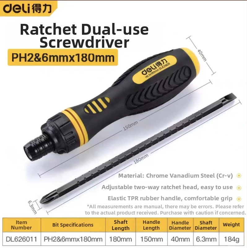 Deli skrutkovačový set z karbónovej ocele s plastovou rukoväťou, bez izolácie, bez magnetizmu, plochá hlava