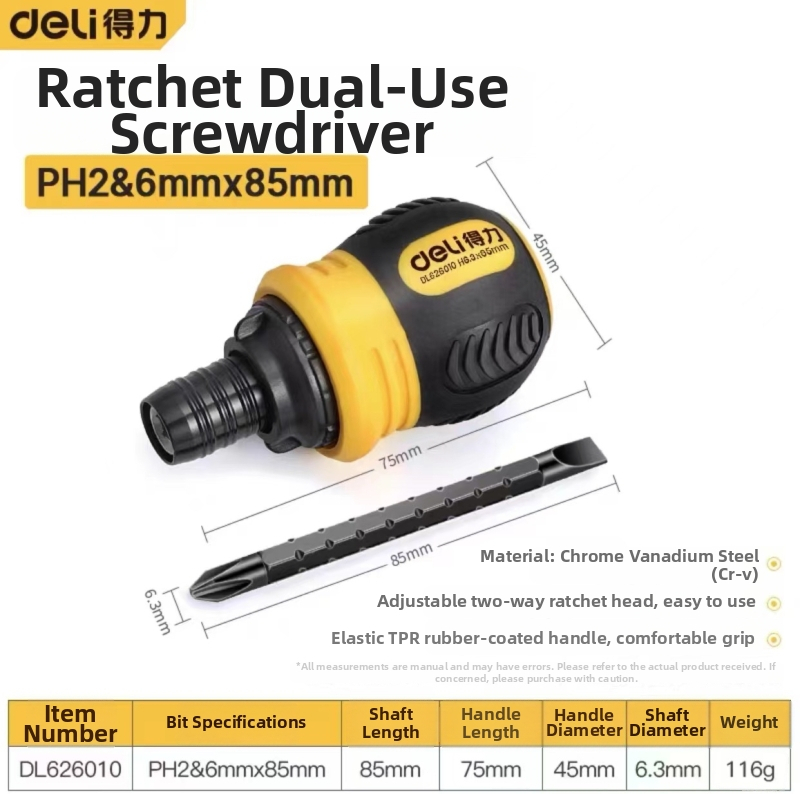 Deli skrutkovačový set z karbónovej ocele s plastovou rukoväťou, bez izolácie, bez magnetizmu, plochá hlava