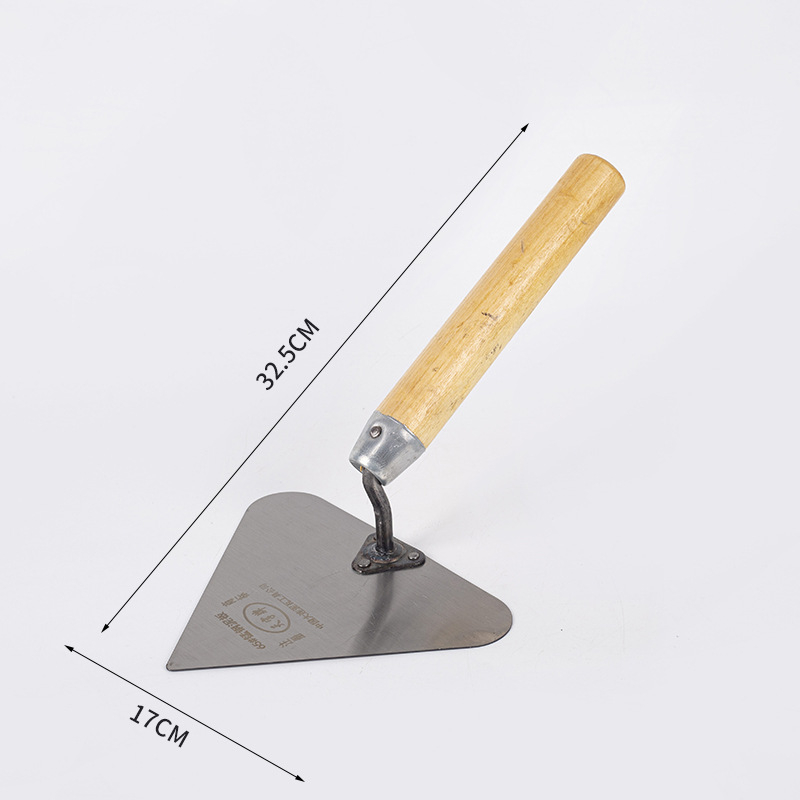 Set alata za zidanje s drvenom drškom: oštra lopata, trokutasta lopata u obliku breskve, zidarski nož, malterska špatula i završni nož. Podrijetlo: Shandong, Kina; Model: Sharp knife type; Namijenjeno za gradilišta i zidare