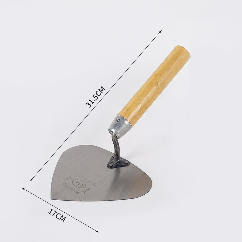 Set alata za zidanje s drvenom drškom: oštra lopata, trokutasta lopata u obliku breskve, zidarski nož, malterska špatula i završni nož. Podrijetlo: Shandong, Kina; Model: Sharp knife type; Namijenjeno za gradilišta i zidare