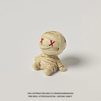 Gyanta Halloween asztali dísz: rajzfilmszerű múmia és szellem; Anyag: gyanta; Stílus: rajzfilm; Ajándék: születésnap; Ünnepek: Karácsony