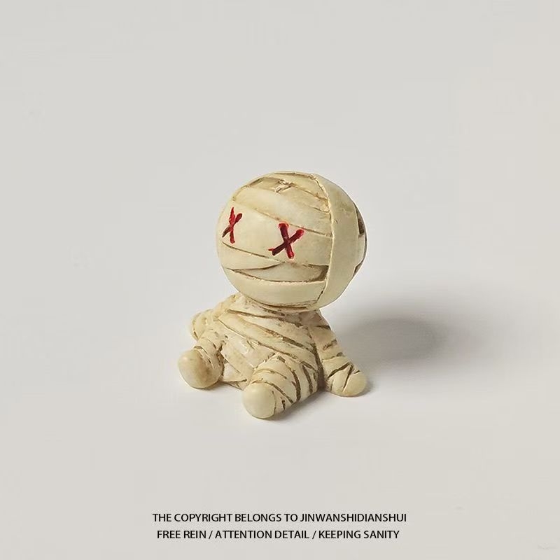 Gyanta Halloween asztali dísz: rajzfilmszerű múmia és szellem; Anyag: gyanta; Stílus: rajzfilm; Ajándék: születésnap; Ünnepek: Karácsony