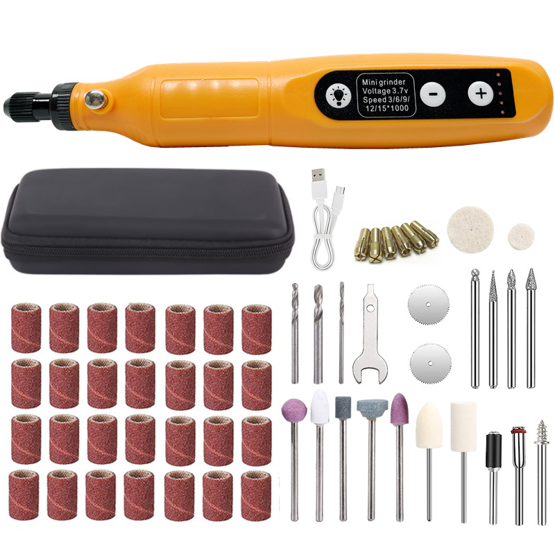 Bežični mini bušilica za DIY graviranje i poliranje, USB punjenje, 5 brzina, Li-ion baterija 3.7V, 58-dijelni set dodataka, kabel dužine 0.5 m, težina 0.3 kg