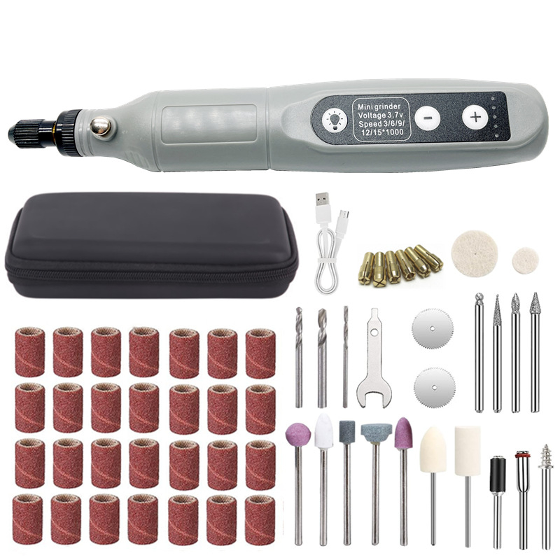 Bežični mini bušilica za DIY graviranje i poliranje, USB punjenje, 5 brzina, Li-ion baterija 3.7V, 58-dijelni set dodataka, kabel dužine 0.5 m, težina 0.3 kg
