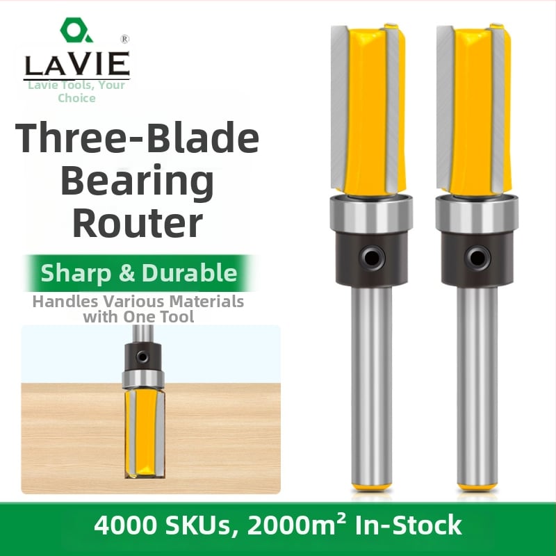 Csapágyas egyenes kés – háromélű vágó a hornyoláshoz, profilozáshoz és élprofilozáshoz; maró fafeldolgozó CNC gravíró gépekhez (fa, MDF, laminált lemez)