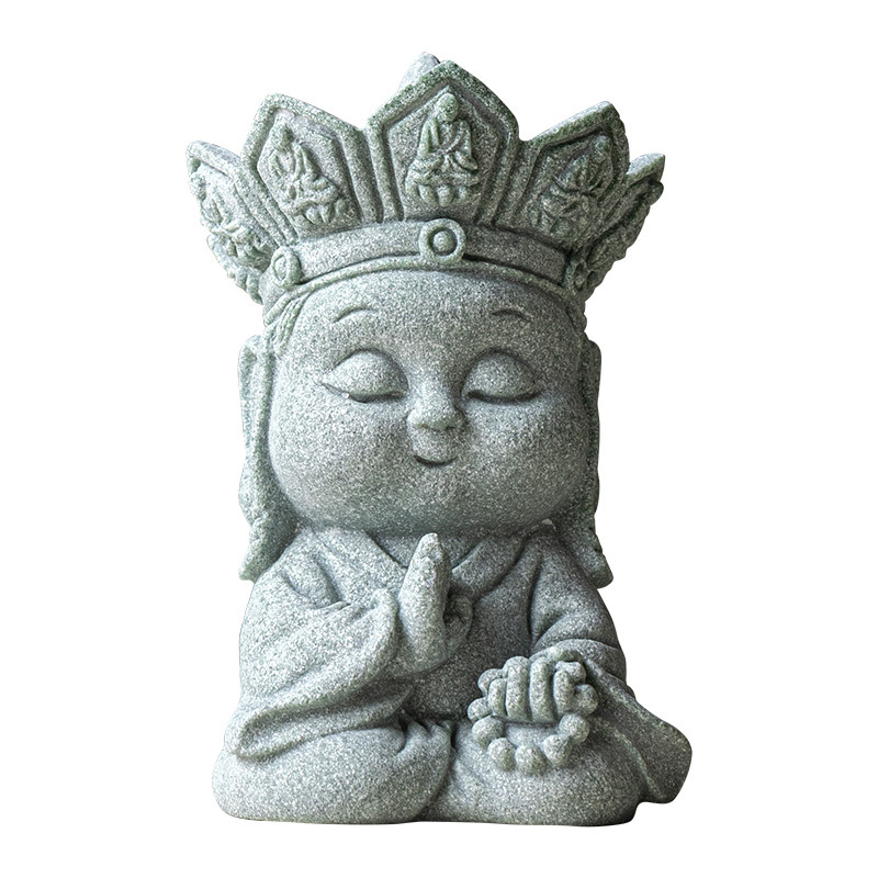 Kineskog stila zeleni pijesčani tea pet, tiho Buddha, vrhunska Zen dekorativna stvar za stolni prostor dnevnog boravka