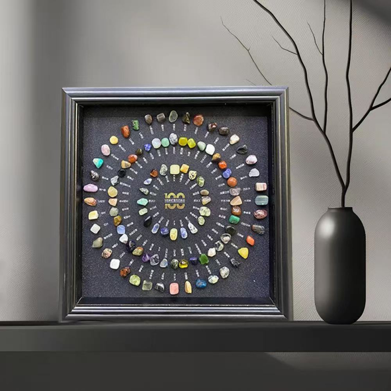 Geometrijski okvir za minerale uzorke s odvojivim kamenjem – kristalna dekoracija, moderni minimalistički stil