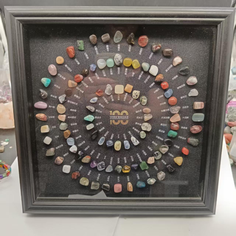 Geometrijski okvir za minerale uzorke s odvojivim kamenjem – kristalna dekoracija, moderni minimalistički stil
