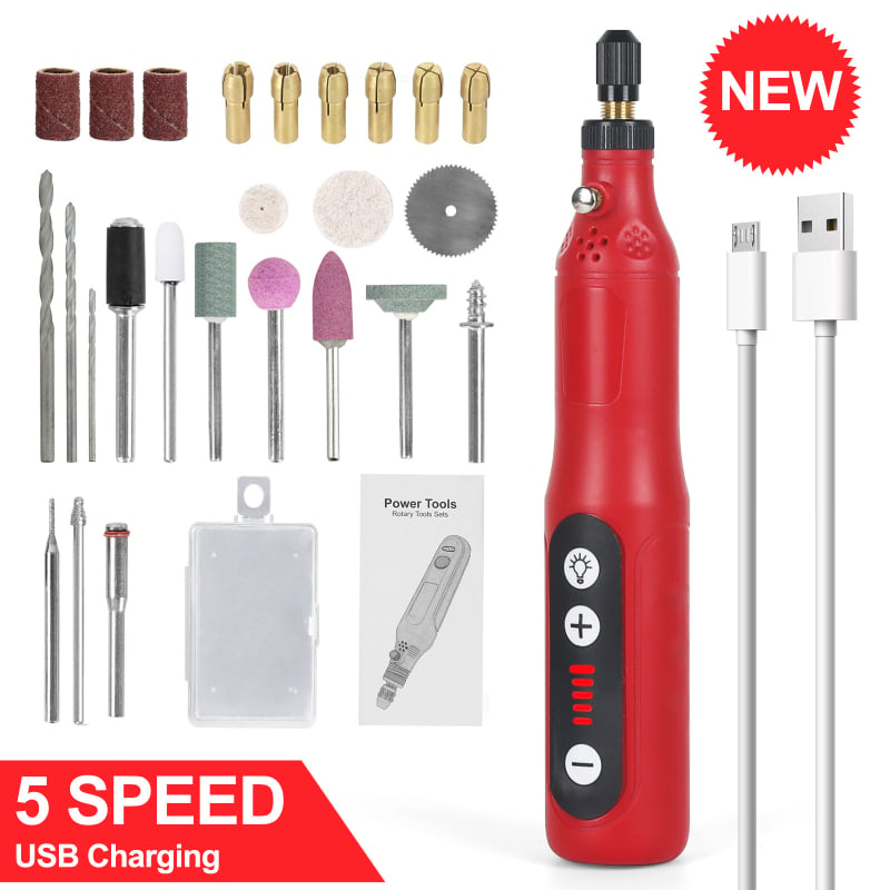 Mini električna brusilica s lampom, USB napajanje, 5 brzina, za masivni drveni namještaj, težina 0.242 kg