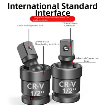 Elektrický kľúč s 360° univerzálnym kĺbom a otočnou krytkou – chróm-vanádium oceľ, antikorózna úprava