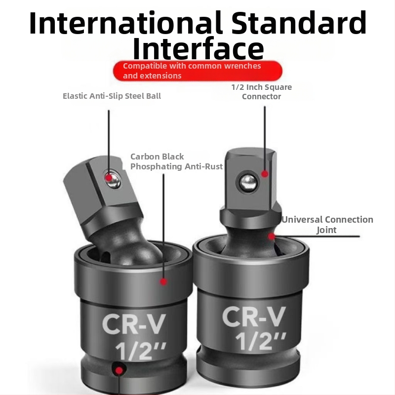 Elektrický kľúč s 360° univerzálnym kĺbom a otočnou krytkou – chróm-vanádium oceľ, antikorózna úprava