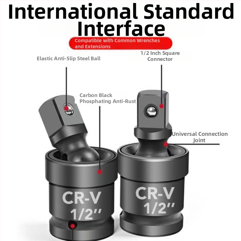 Elektrický kľúč s 360° univerzálnym kĺbom a otočnou krytkou – chróm-vanádium oceľ, antikorózna úprava