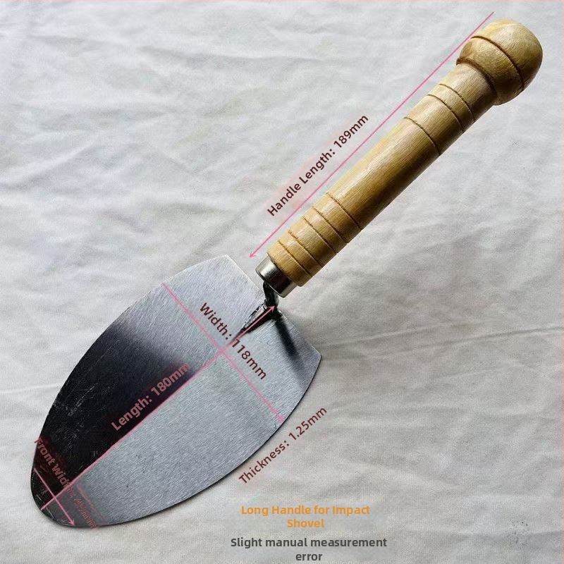 Téglaépítő glettelőkanál kör fejű, szerszám építkezésre, alkalmas téglázásra és vakolásra