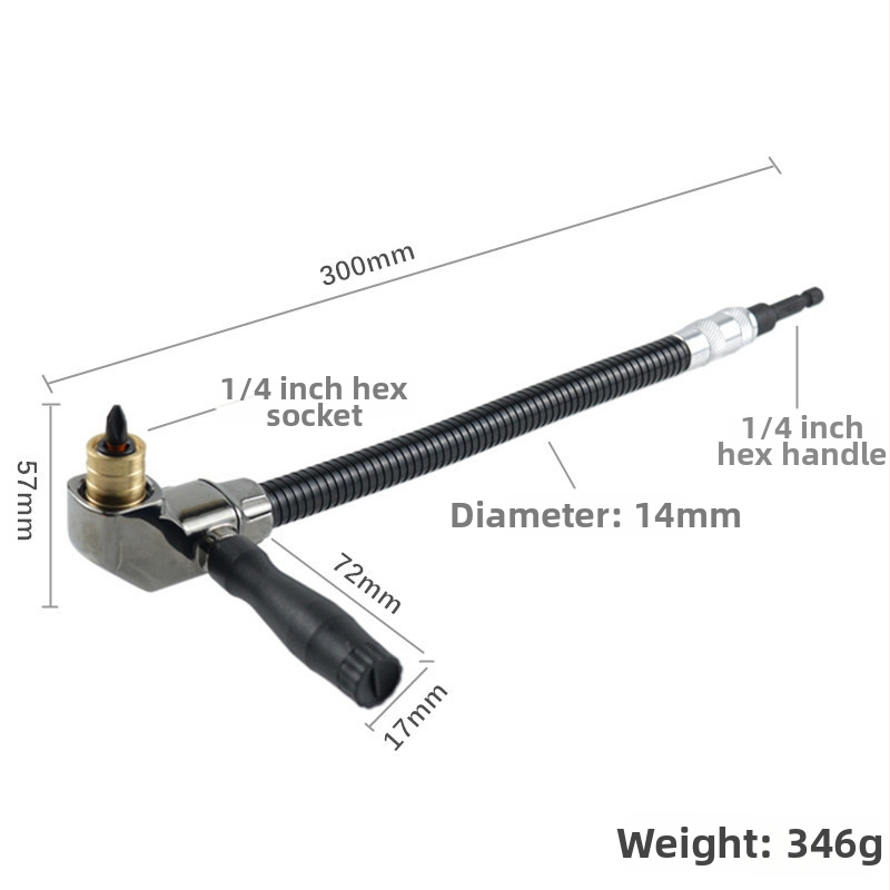 Neutral racsnis kulcs kinyúló rugalmas tengellyel, króm-vanádium acél, 1/4 gyorsoldás, belső rugó interfész, kezelőmenet