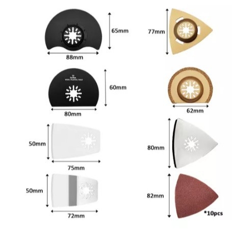 Σετ δίσκων πριονιού, 24 τεμάχια, καθολικό, με πολυλειτουργικά εξαρτήματα ταλαντώσεων και σύνδεσμο με κλειστή οπή; Υλικό: κράμα χρωμίου υψηλού άνθρακα (HCS)