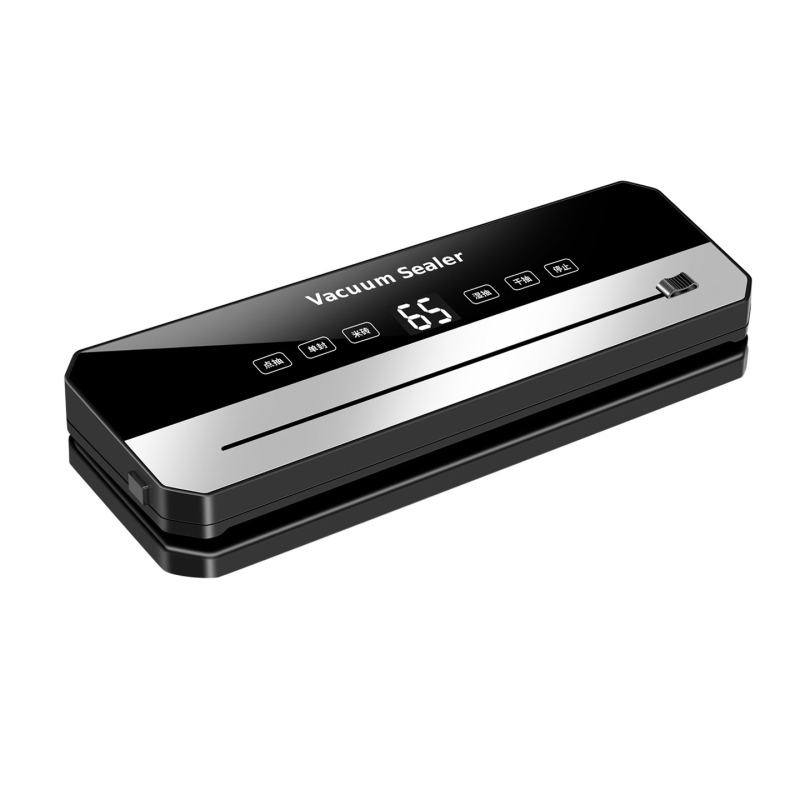 Masină automată de vidat cu afișaj digital și tăietor, sigilare din plastic, pentru vid uscat și umed – carcasa ABS, 120W, 220V, Modelul B cu lamă argintie