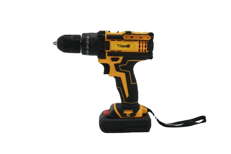 Set fără fir cu bormașină și șurubelniță, motor cu perii, 2 viteze, baterie Li-ion reîncărcabilă, mandrină de prindere manuală, înainte/înapoi