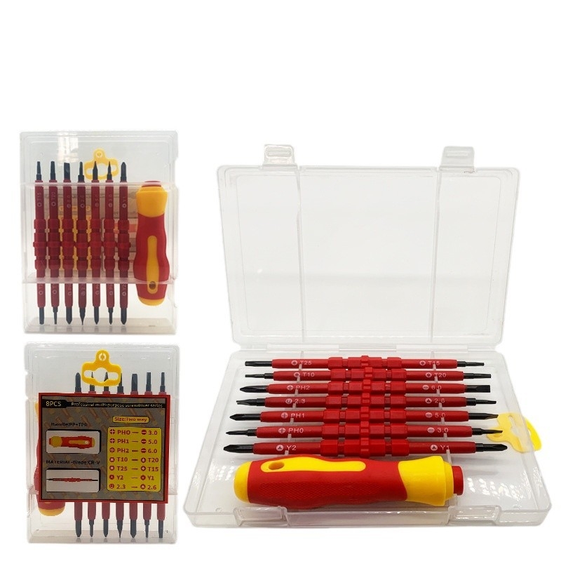 Set izolant de șurubelnițe pentru electricieni — magnetic, din oțel CR-V, capete Phillips și plate, 0,4 kg