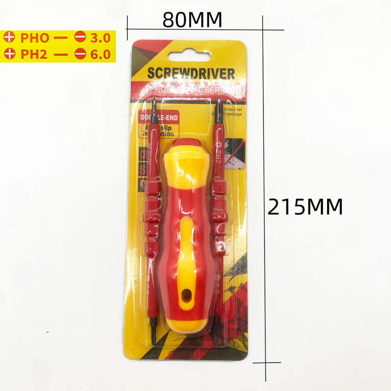 Set izolant de șurubelnițe pentru electricieni — magnetic, din oțel CR-V, capete Phillips și plate, 0,4 kg