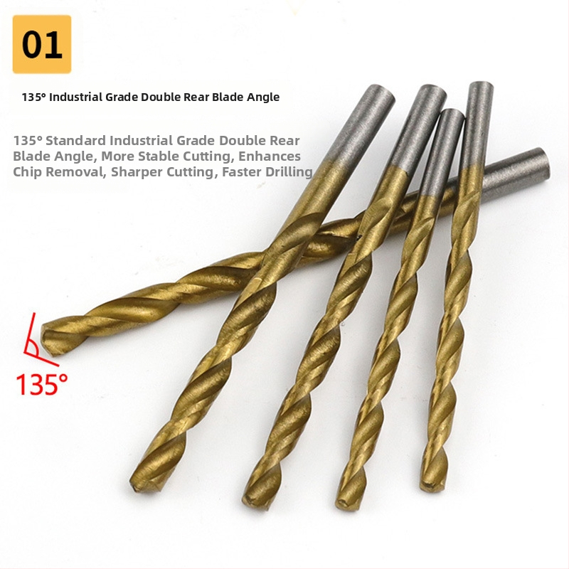 Record Work HSS spirálfúró készlet, titán bevonattal és gyémánt bevonattal, kerek nyél