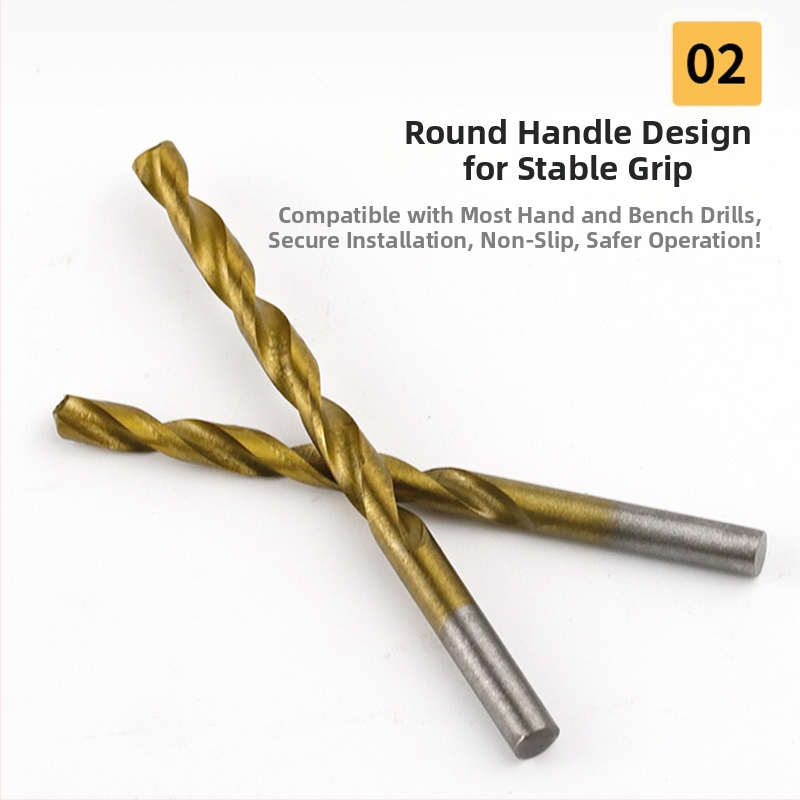 Record Work HSS spirálfúró készlet, titán bevonattal és gyémánt bevonattal, kerek nyél