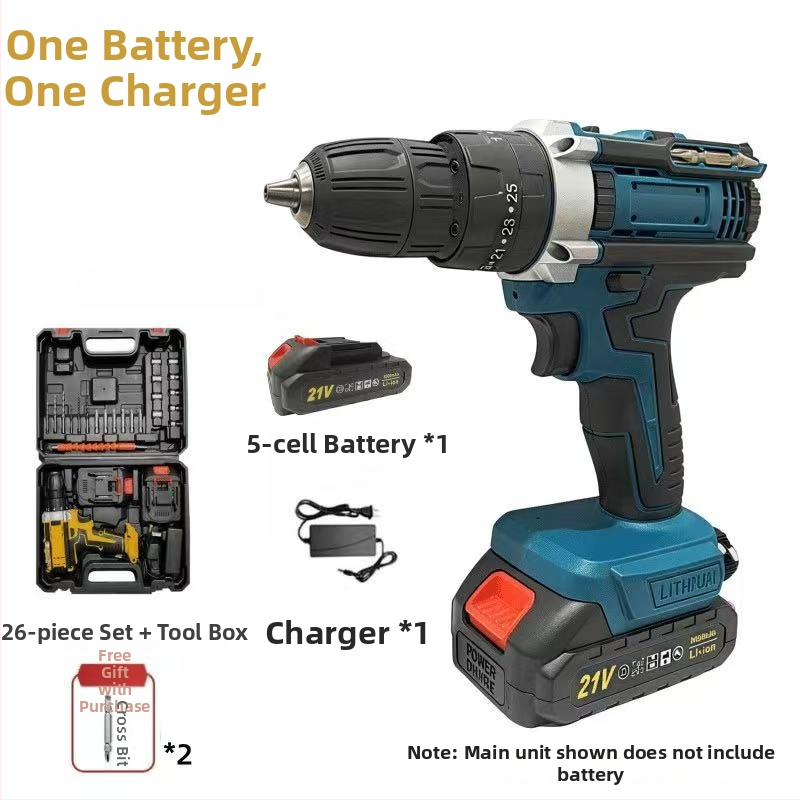 King bodi ručná elektrická vŕtačka s nabíjacou lítiovou batériou, 18-21 V, pištoľová rukoväť, dve rýchlosti, skľučovadlo s tromi čeľustami