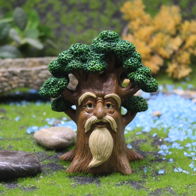 Ukrasna figura za vrt od smole: Tree Grandpa elf, Yizun, za mikro pejzaž