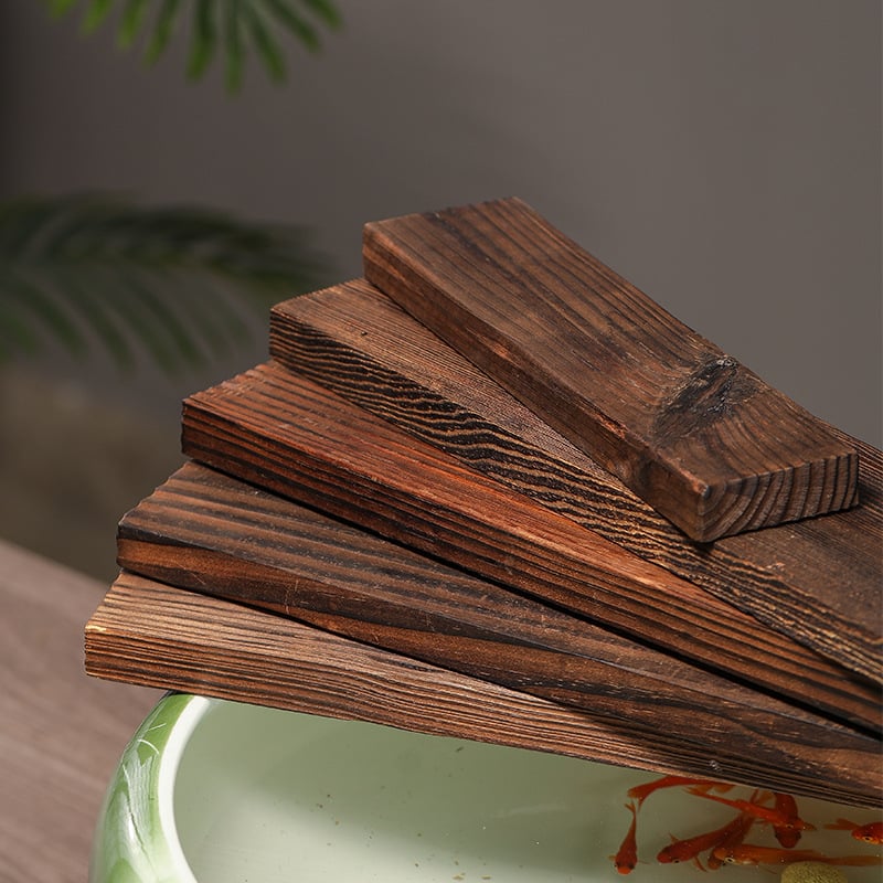 Drveni akvarij s kineskim stilom, polirana drvena površina, izrada polu-ručna i polu-mehanička, DIY dekoracija za dvorište