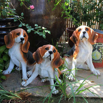 Beagle figurica od smole — realistična dekorativna skulptura za dom (dnevni boravak, TV ormarić, vinska vitrina, dvorište vile) moderni minimalistički stil