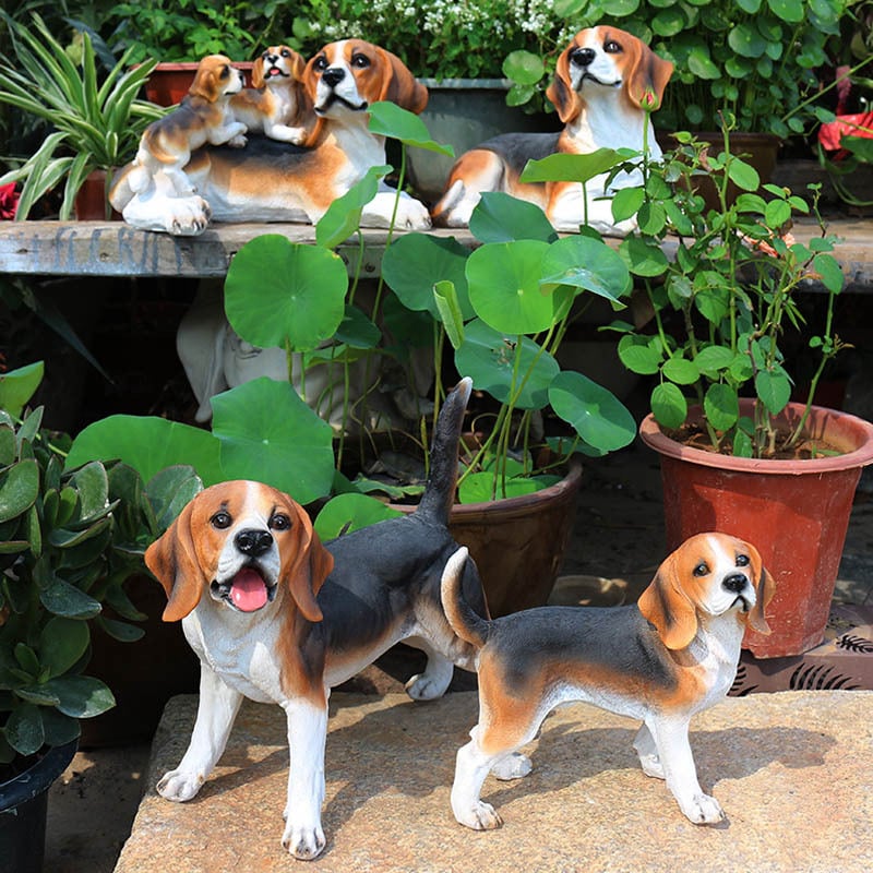 Beagle figurica od smole — realistična dekorativna skulptura za dom (dnevni boravak, TV ormarić, vinska vitrina, dvorište vile) moderni minimalistički stil