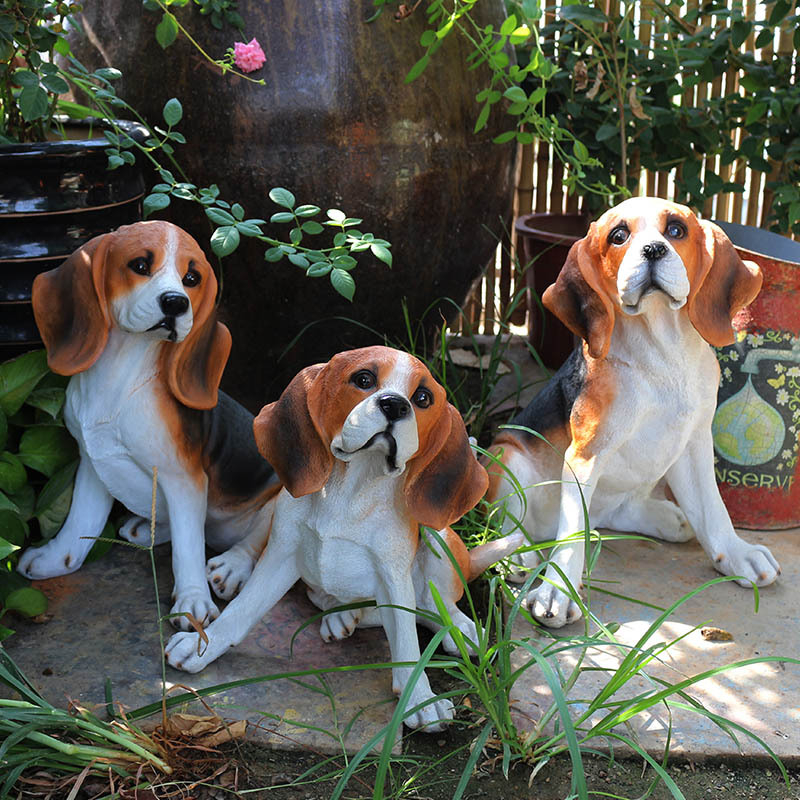 Beagle figurica od smole — realistična dekorativna skulptura za dom (dnevni boravak, TV ormarić, vinska vitrina, dvorište vile) moderni minimalistički stil