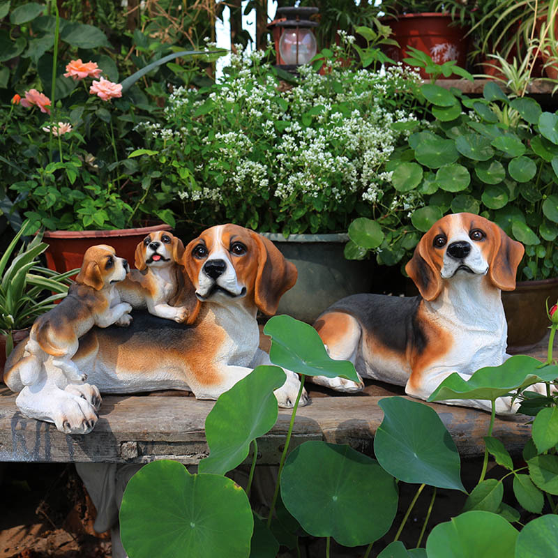 Beagle figurica od smole — realistična dekorativna skulptura za dom (dnevni boravak, TV ormarić, vinska vitrina, dvorište vile) moderni minimalistički stil