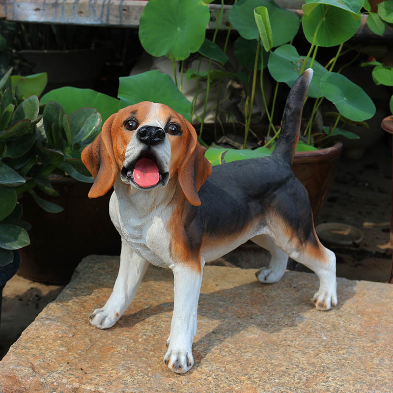 Beagle figurica od smole — realistična dekorativna skulptura za dom (dnevni boravak, TV ormarić, vinska vitrina, dvorište vile) moderni minimalistički stil