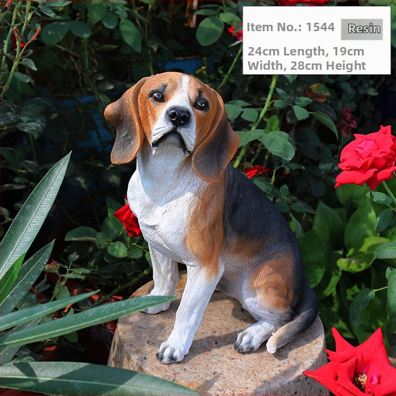 Beagle figurica od smole — realistična dekorativna skulptura za dom (dnevni boravak, TV ormarić, vinska vitrina, dvorište vile) moderni minimalistički stil