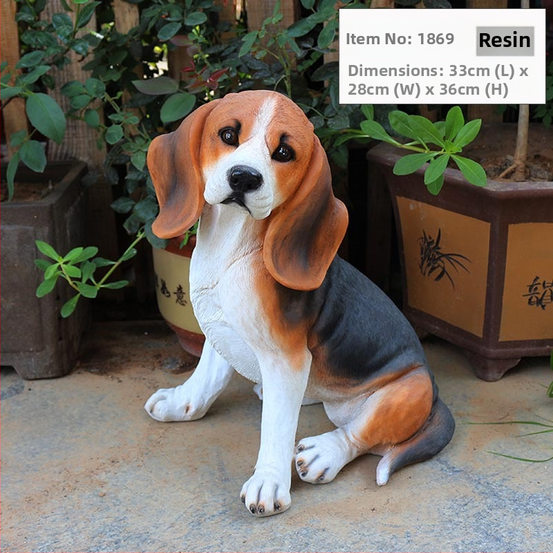 Beagle figurica od smole — realistična dekorativna skulptura za dom (dnevni boravak, TV ormarić, vinska vitrina, dvorište vile) moderni minimalistički stil
