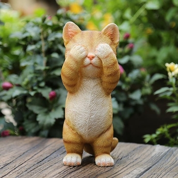 Ornament pisicuță din rășină pentru grădină în aer liber, stil desen animat; Material: Rășină; Categorie: Meșteșuguri din rășină