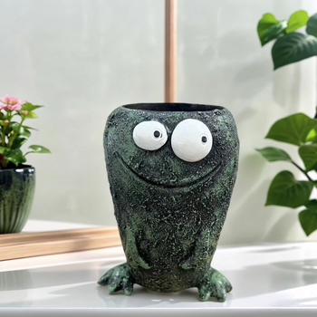 Kreativna žabja posuda za biljke od smole sa smiješnim izrazom, za dom i dvorište