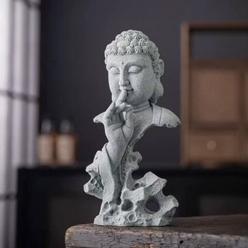Statua Budde u kineskom zen stilu za vrt, ukras za cvijeće i čajnu sobu, Šakyamuni Buddha, uređenje akvarija, materijal plavi kamen