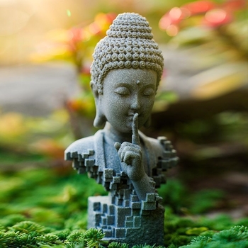 Statua Budde u kineskom zen stilu za vrt, ukras za cvijeće i čajnu sobu, Šakyamuni Buddha, uređenje akvarija, materijal plavi kamen